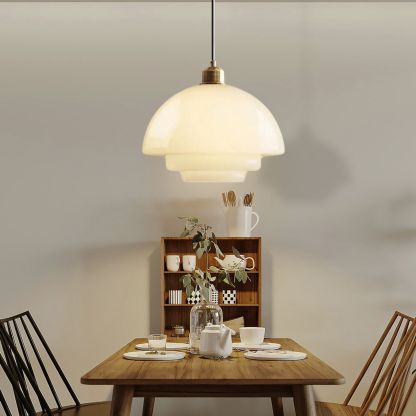 Mid Century Art Milk White Glass Pendant Light