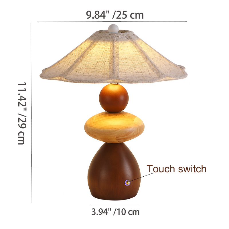 Modern Beige Wood Table Lamp for Bedroom