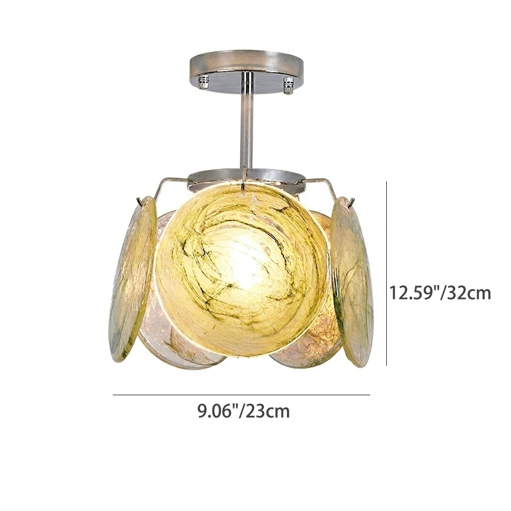 Modern Art Glass Disc Semi-Flush Mount Ceiling Light for Bedroom Hallway Entryway