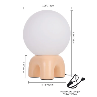 Modern Sculptural Globe Table Lamp with Frosted Glass & Arch Base