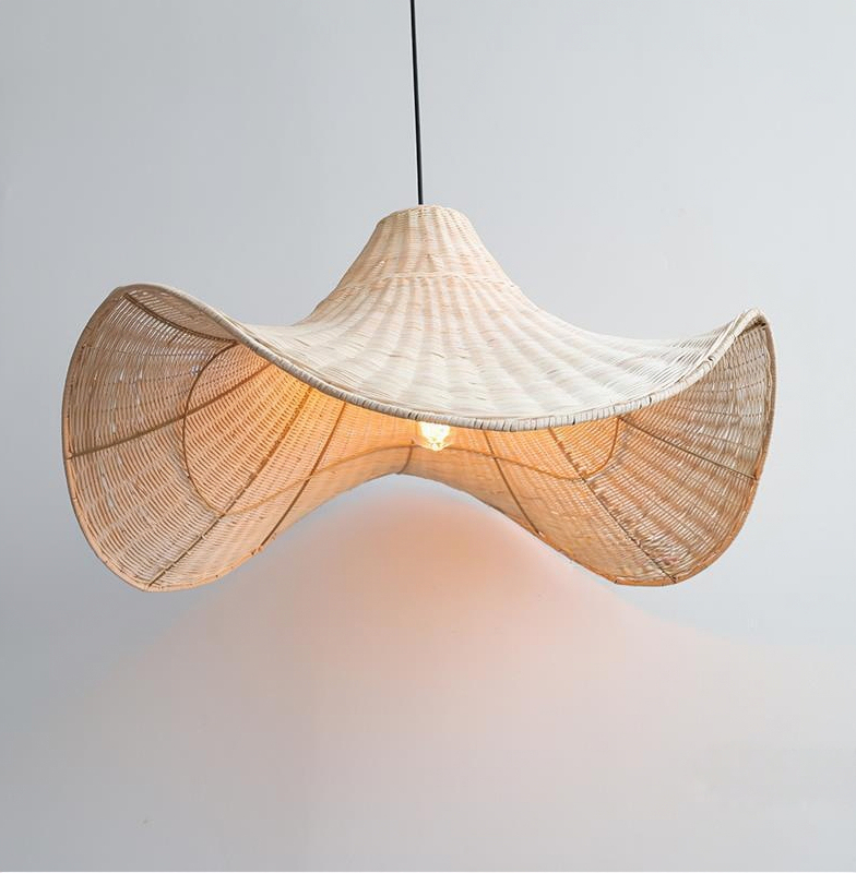 Rattan Weave Creative Art Living Room Light Hat Pendant Light