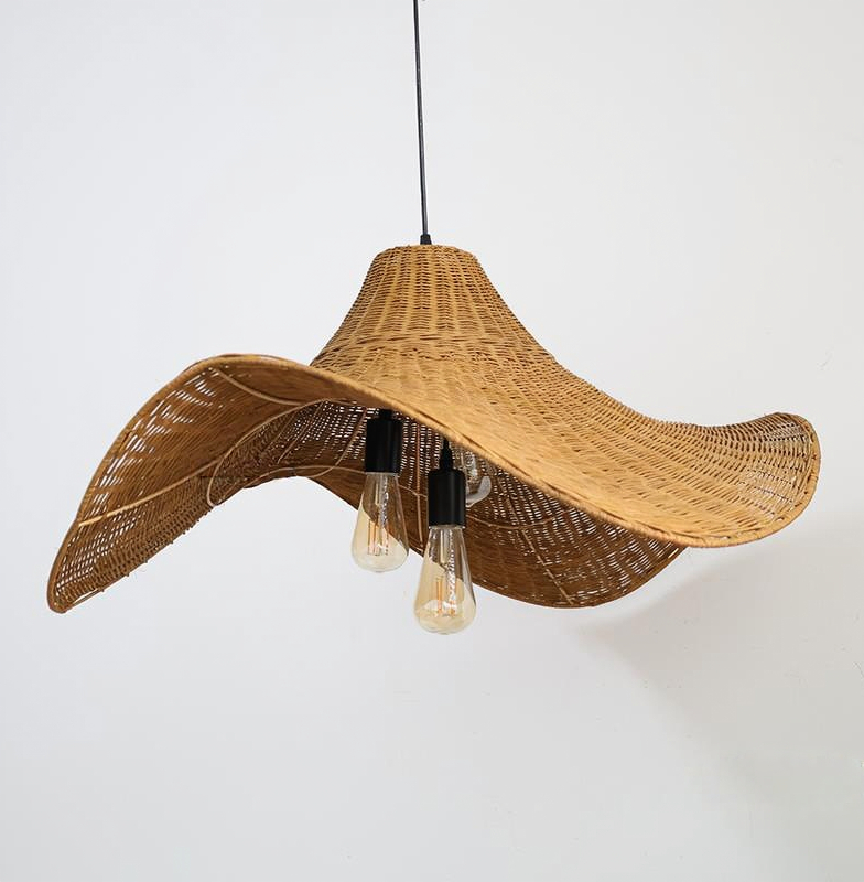 Rattan Weave Creative Art Living Room Light Hat Pendant Light