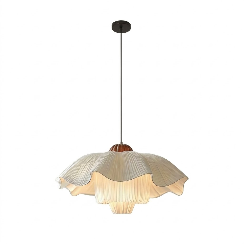 Wabi-Sabi Style Flower Fabric Pendant Light for Dining Room