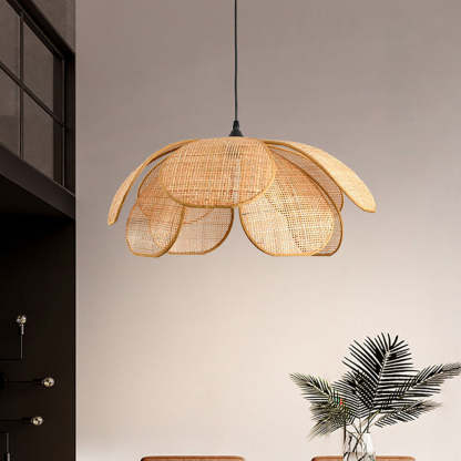 Rattan Petal Rustic Pendant Lamp Shade-labpiecesign
