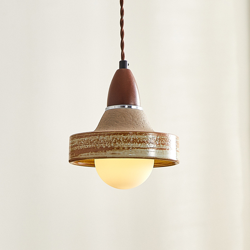 Wabi-sabi Style Ceramic Bedroom Bedside Pendant Light