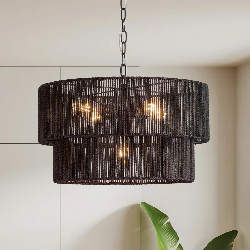 Shiloh Rattan Pendant Light - Bohemian Lampshade, Rattan Light Fixture