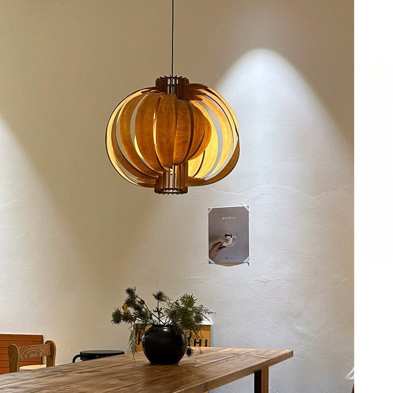 Vintage Wood Style Moon Pendant Light
