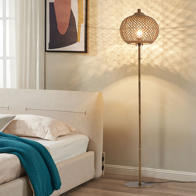 Rattan Woven Floor Lamp for Living Room Sofa Side