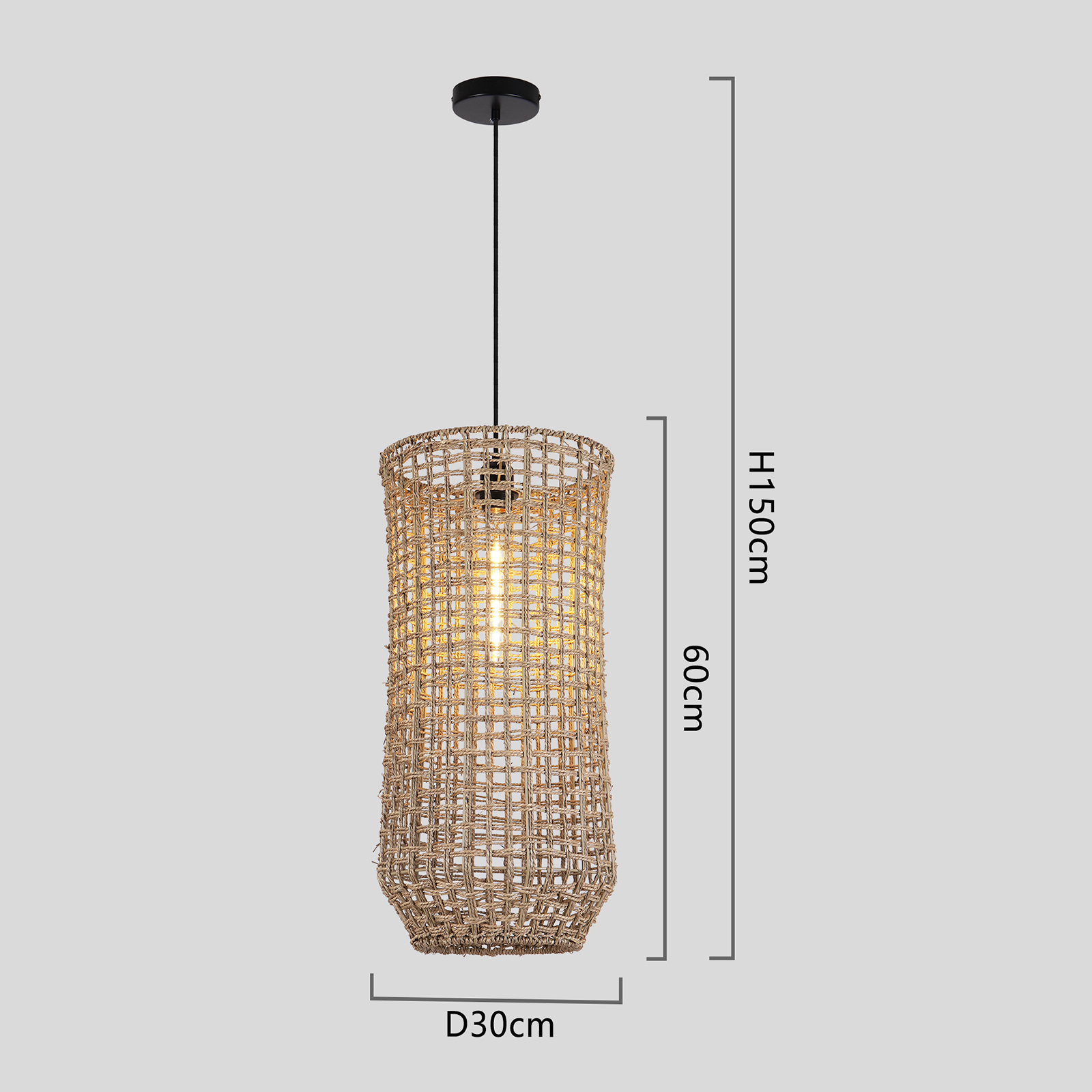Retro Handmade Rattan Pendant Light for Kitchen Island