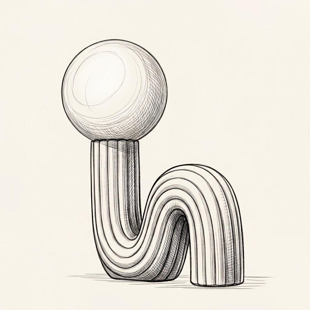 Sculptural Wave Resin Table Lamp with Glass Globe Shade