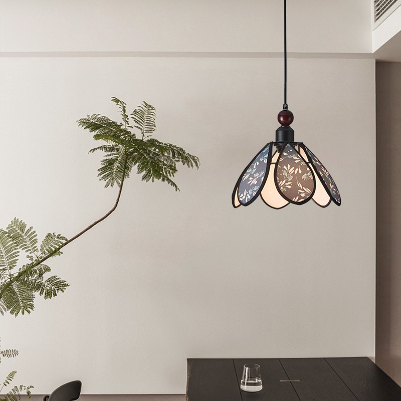 Fabric Printed Pendant Light for Bedroom