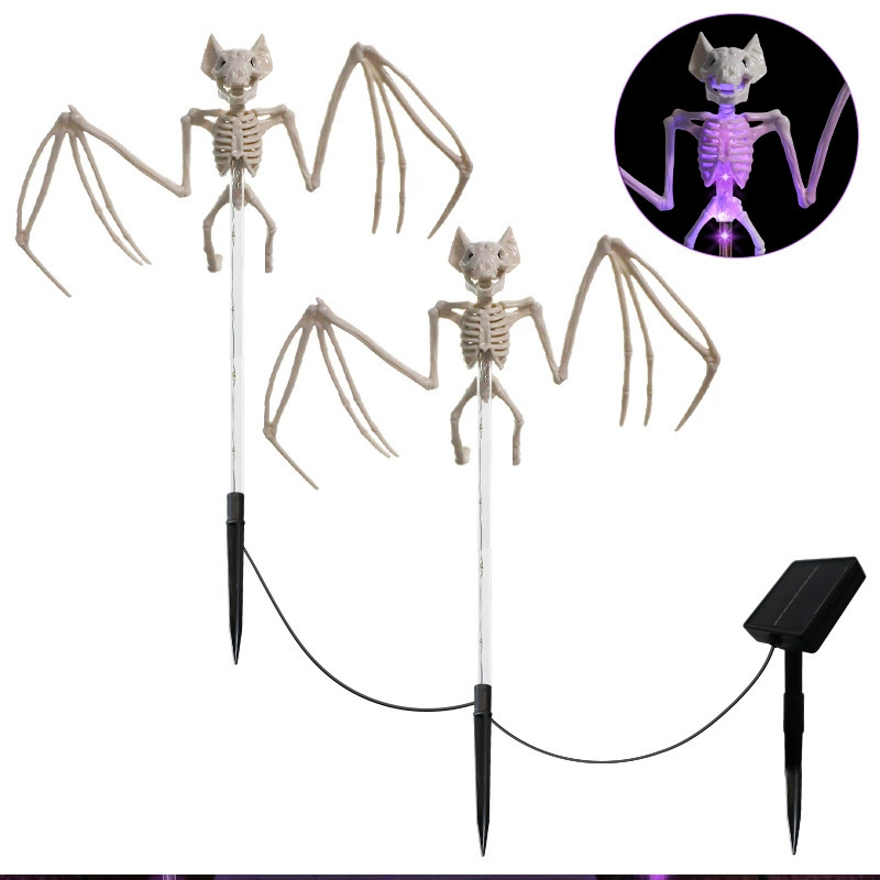 Solar Halloween Skeleton & Bat Stake Lights