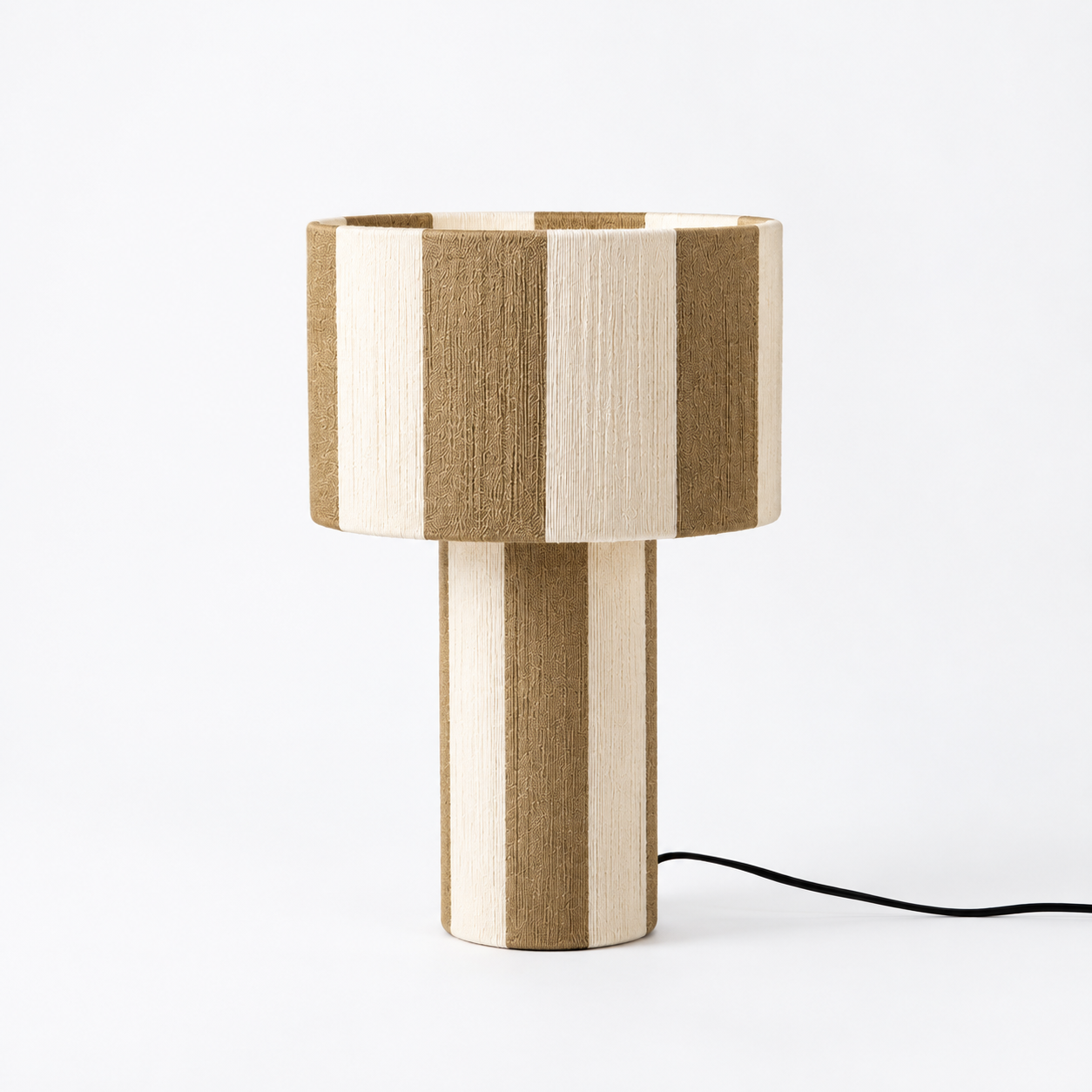 Modern Striped Cotton Cord Table Lamp for Bedroom & Living Room