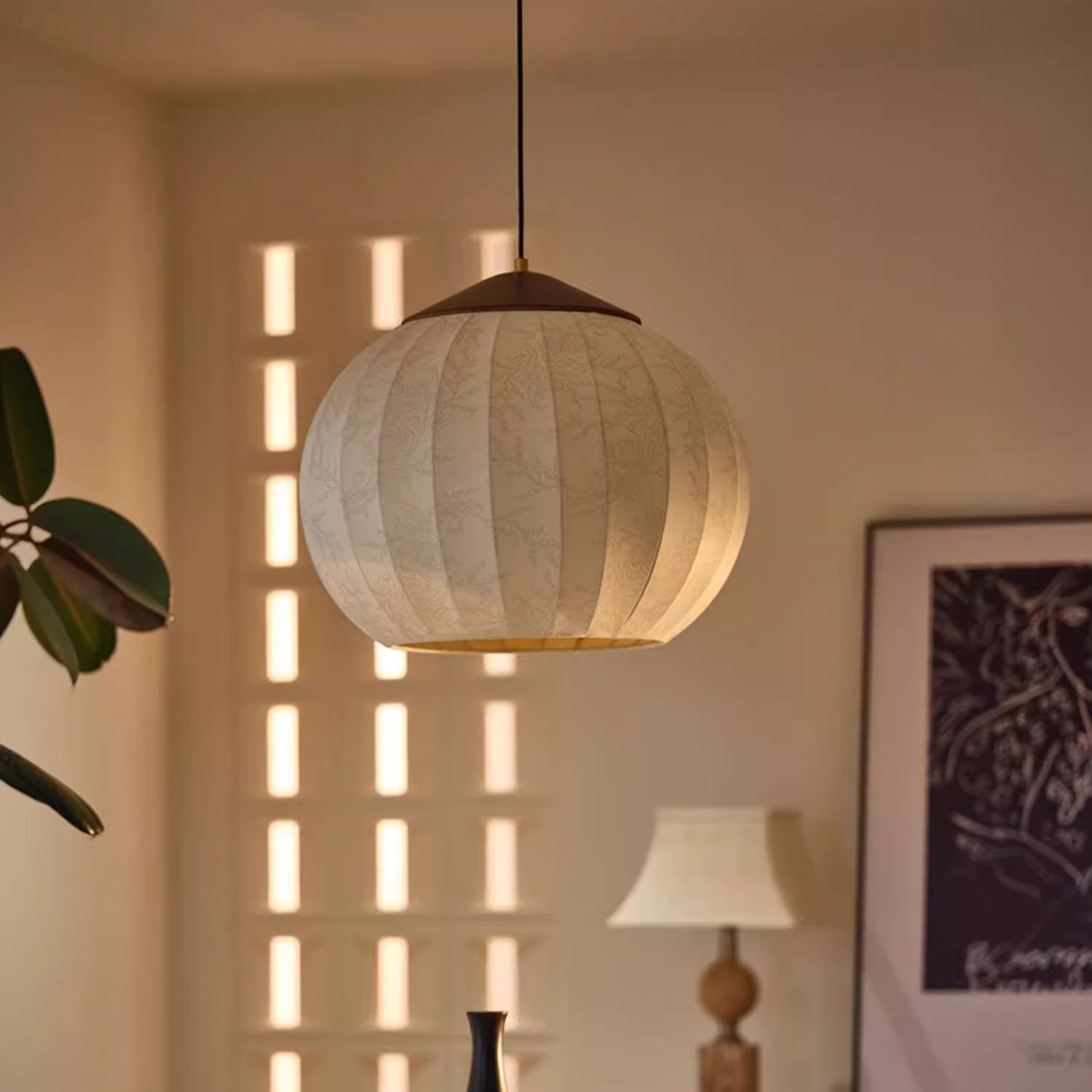 Printed Fabric Lantern Vintage Pendant Lights