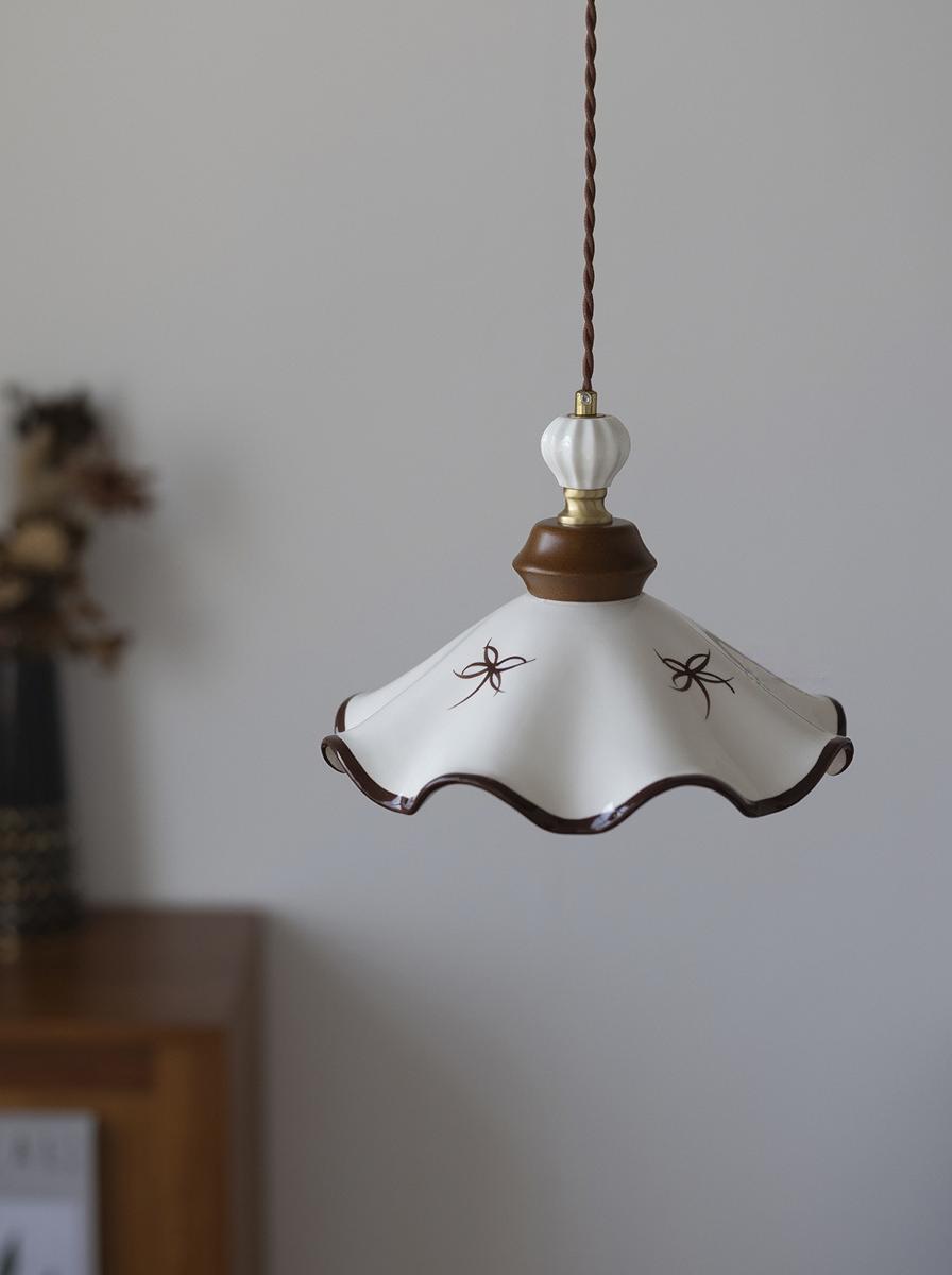 Vintage Hand-painted Ceramic Pendant Lamp