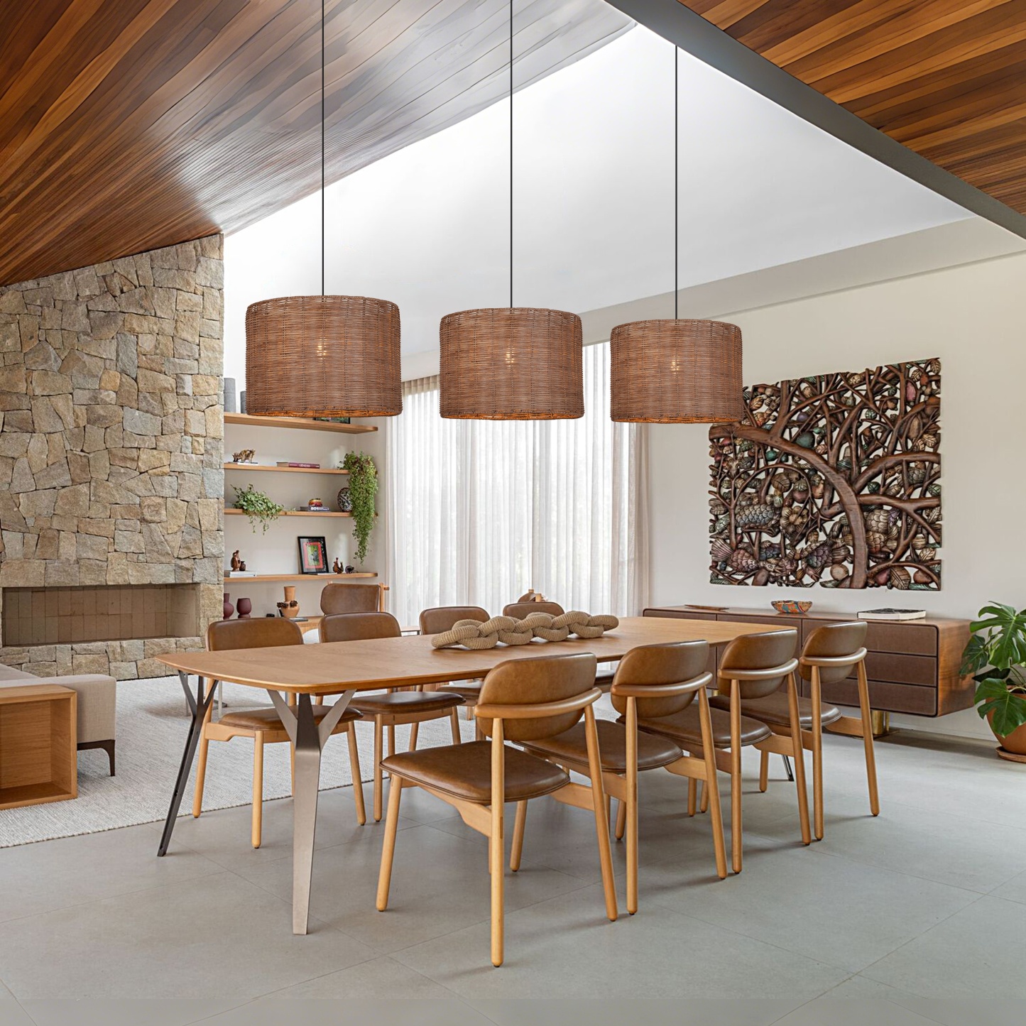 Handmade Rattan Pendant Lamp for Living Room