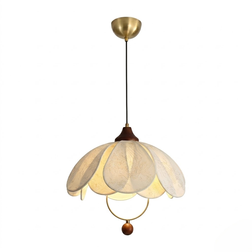 Elegant Floral Fabric Pendant Light for Dining Room