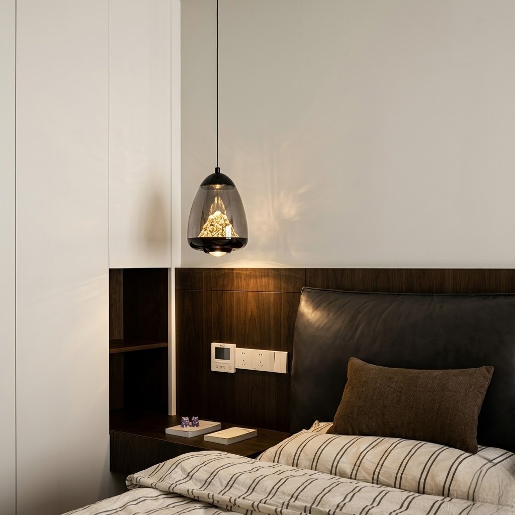 Modern Black Glass Pendant Light for Dining Room
