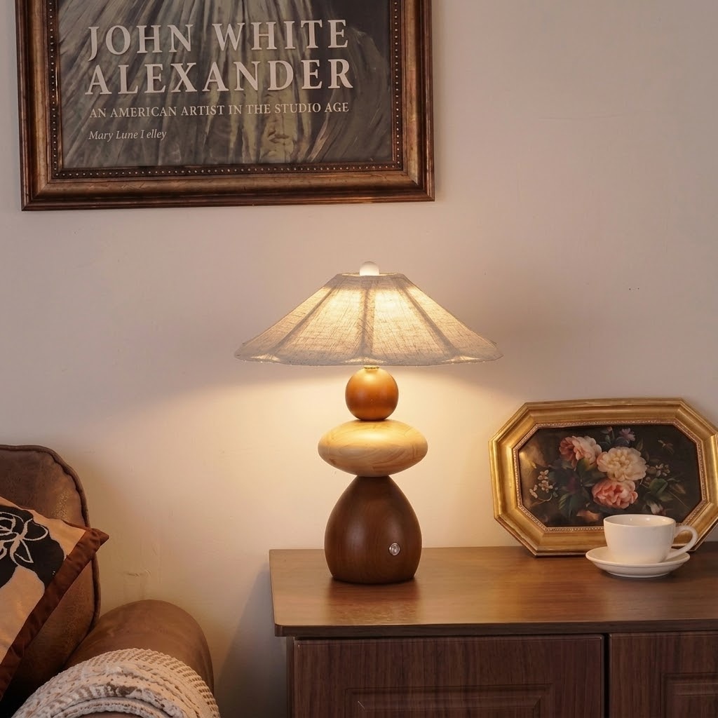 Warm Wood Table Lamp for a Cozy Bedroom Atmosphere