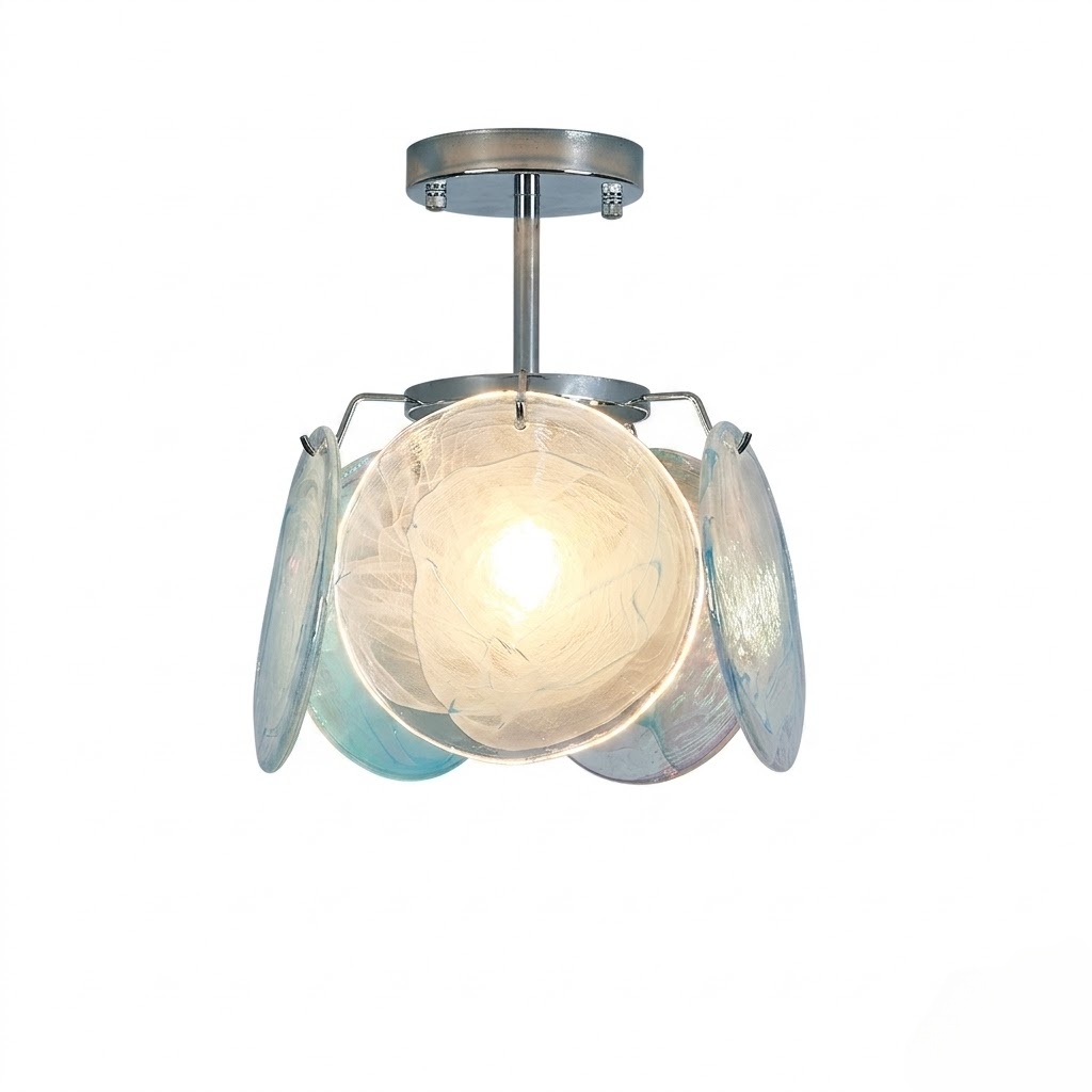 Modern Art Glass Disc Semi-Flush Mount Ceiling Light for Bedroom Hallway Entryway