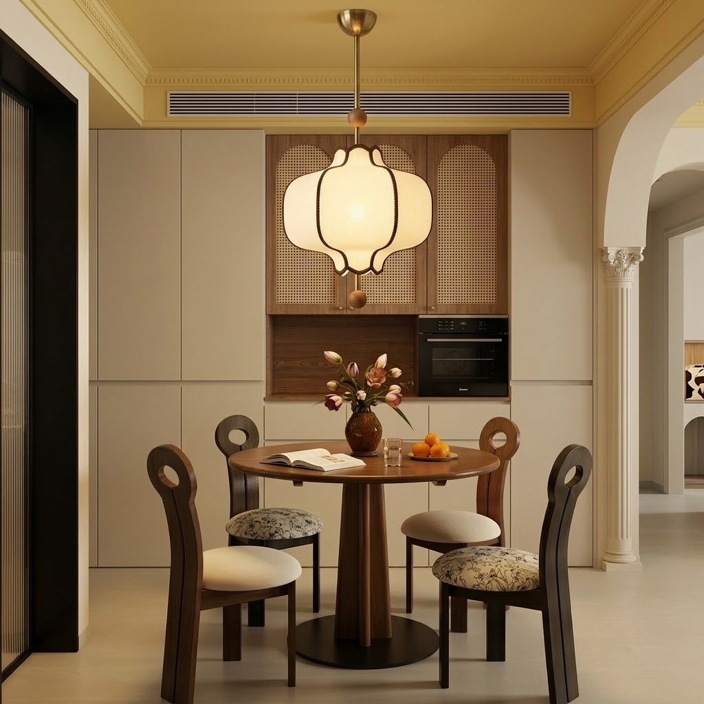 Vintage Fabric Lantern Pendant Light for Dining Room
