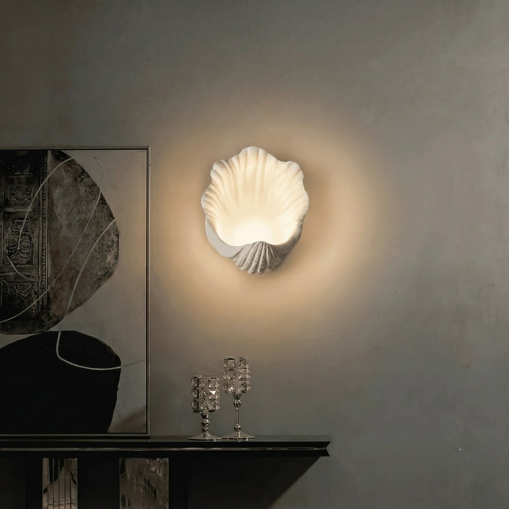Sculptural Shell Wall Sconce for Bedroom