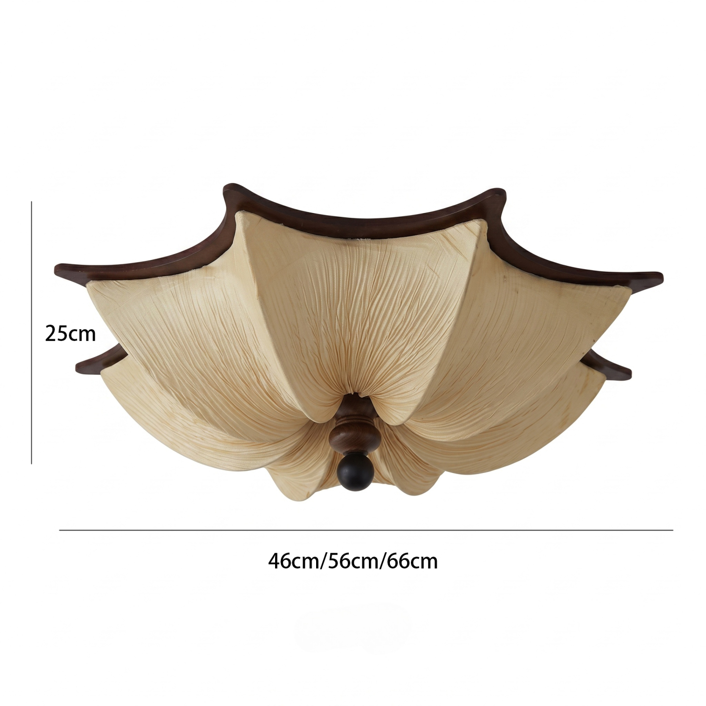 Lotus Fabric Flush Mount Ceiling Light,Vintage Wabi-Sabi  Lamp for Living Room Bedroom