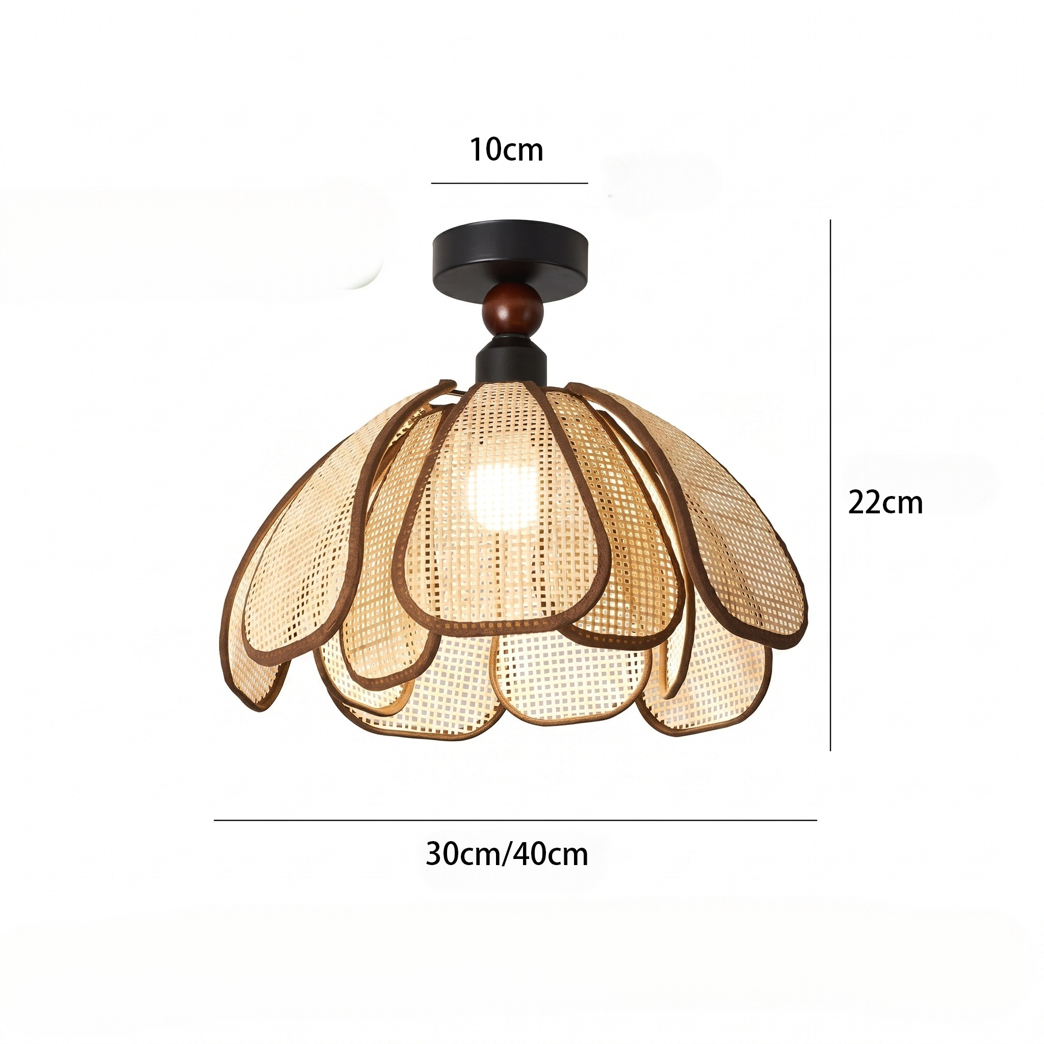 Japanese Wabi-Sabi Woven Rattan Flower Ceiling Lamp for Hallway Entryway