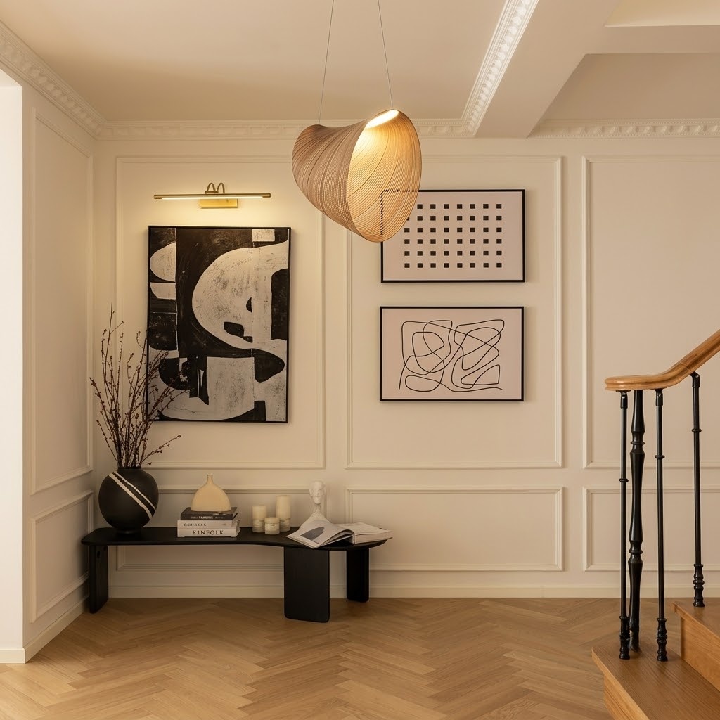 Sculptural Rattan Pendant Light for Dining Room