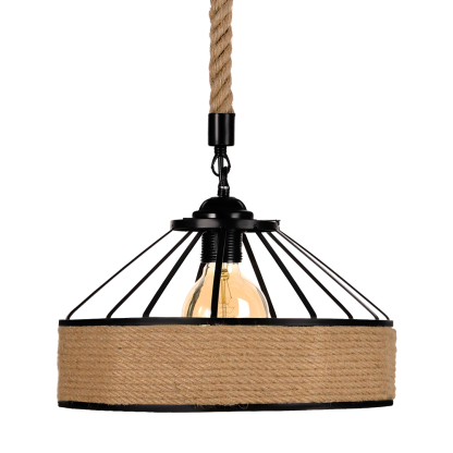 Retro Industrial Style Retro Iron Hemp Rope Pendant Light-labpiecesign