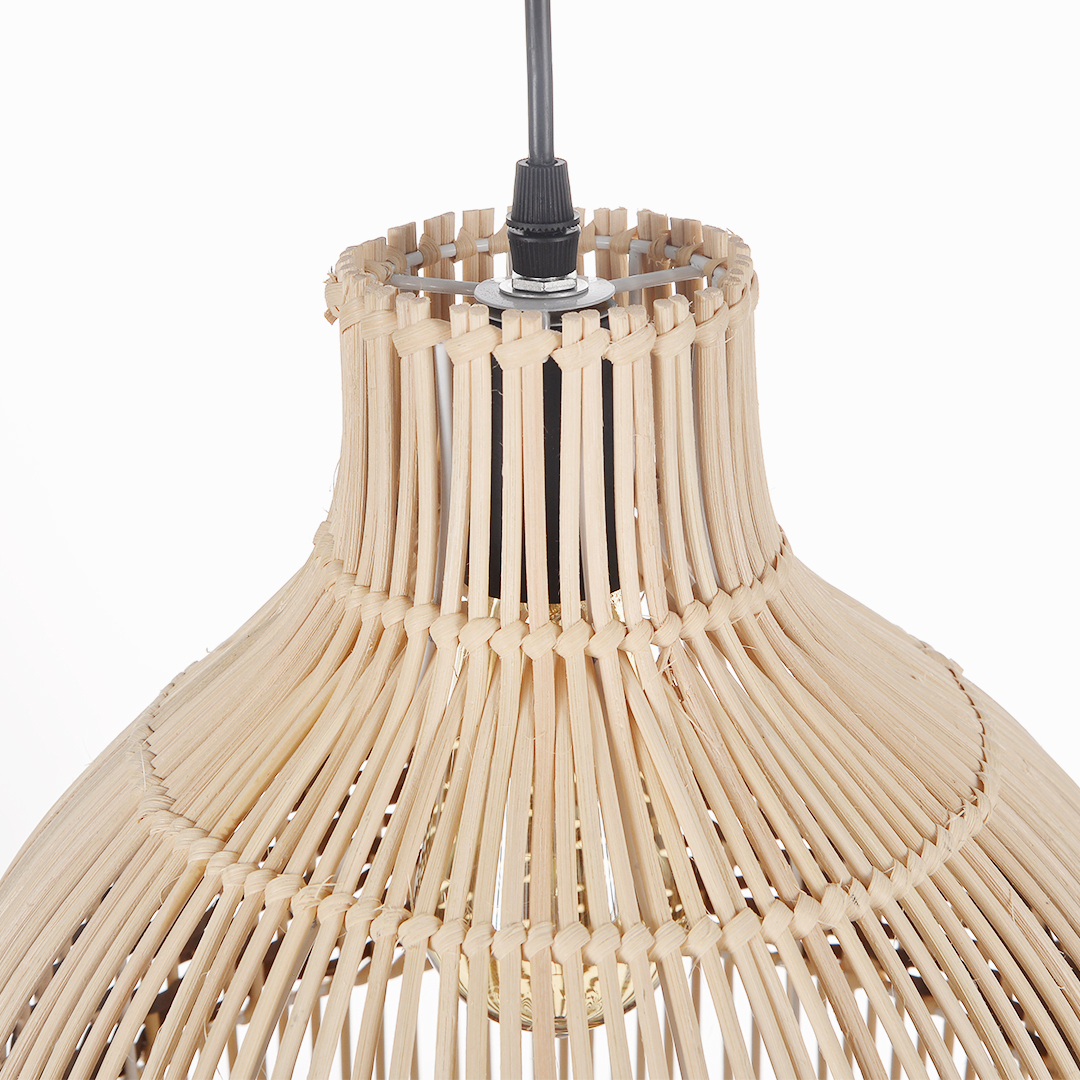 Boho Stripes Hand-woven Lampshade Elegant Rattan Pendant Light-labpiecesign