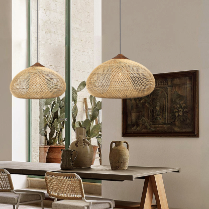 Japanese Style Wabi-sabi Style Rattan Drum Lamp-labpiecesign
