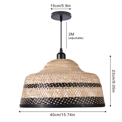 Wabi-sabi style black and natural color bamboo basket pendant lightshade-labpiecesign
