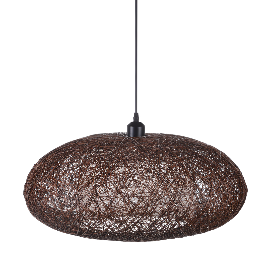 Wabi-sabi style black and natural color bamboo basket pendant lightshade-labpiecesign
