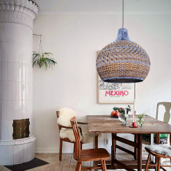 Blue Rattan Dome Pendant Lights-labpiecesign