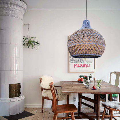 Purple Rattan Dome Pendant Lights-labpiecesign