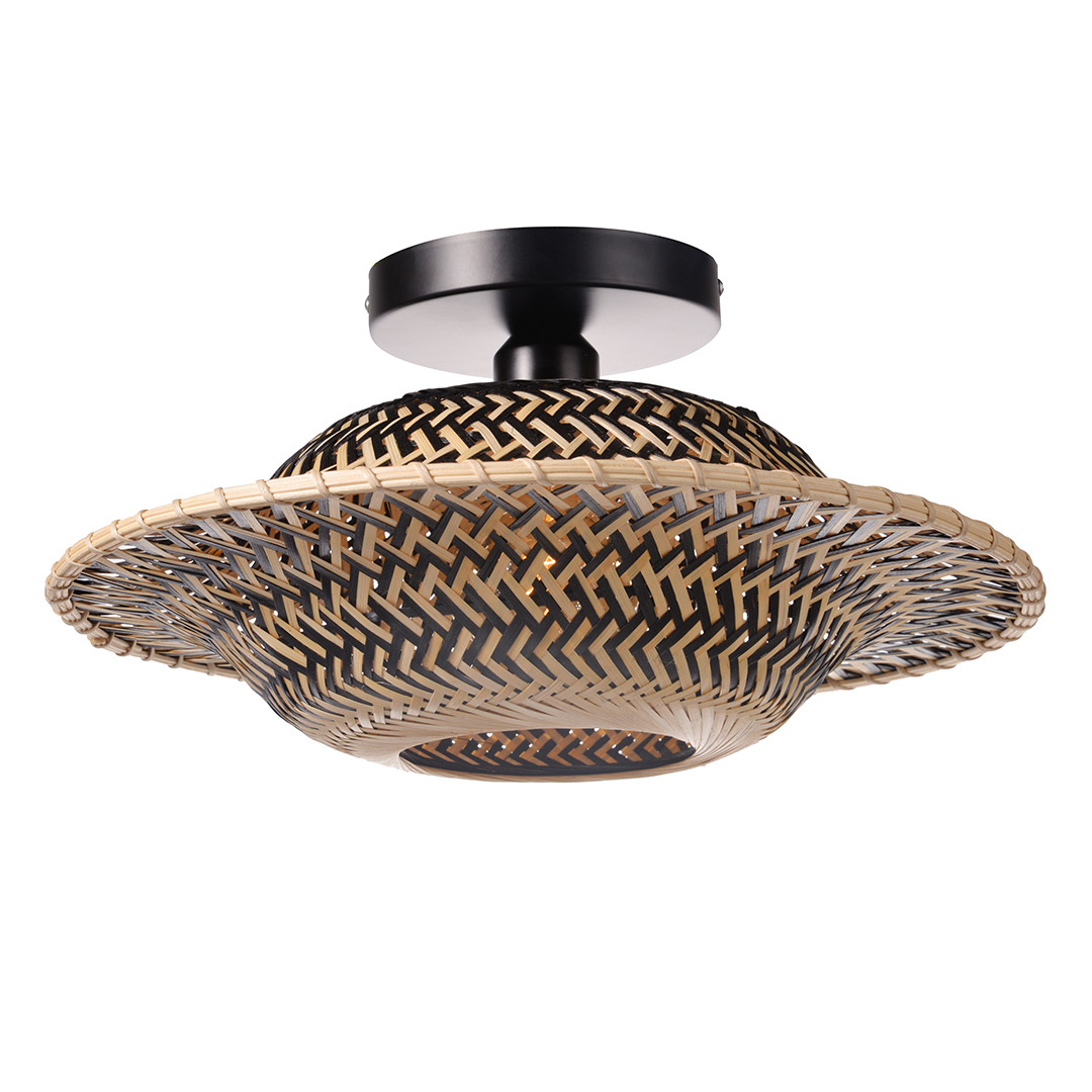 Black and white two-color rattan ceiling light