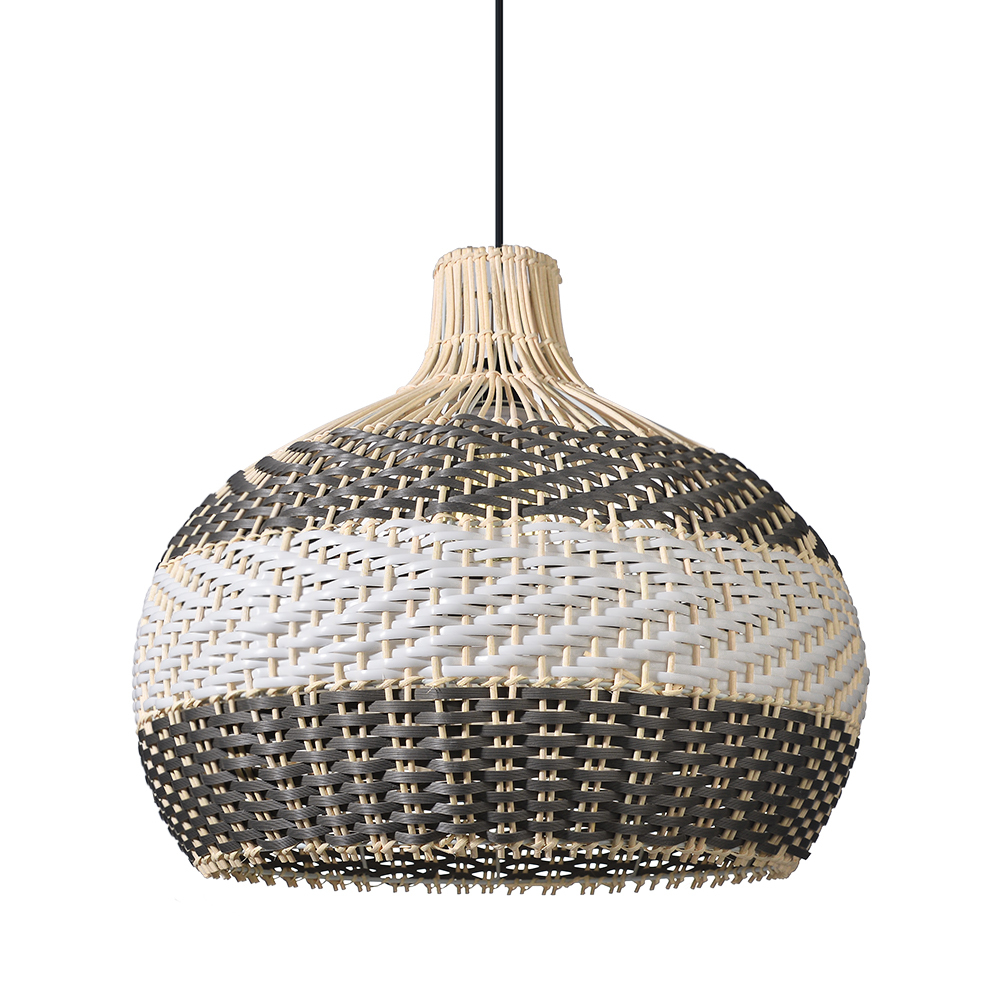 Grey Rattan Pendant Light Woven Rattan Lampshade-labpiecesign