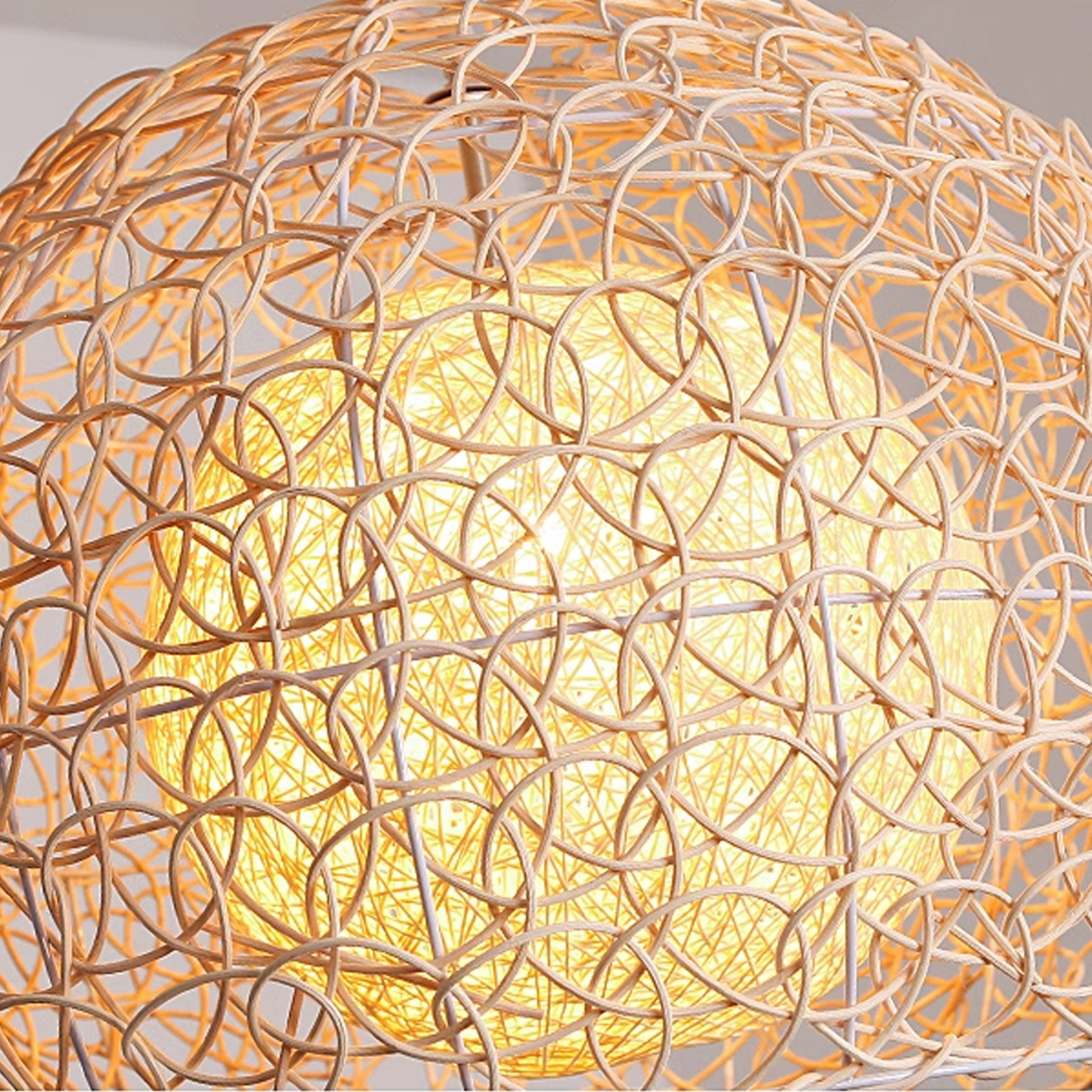 Pastoral rattan lamp bedroom living room hemp ball pendant light-labpiecesign
