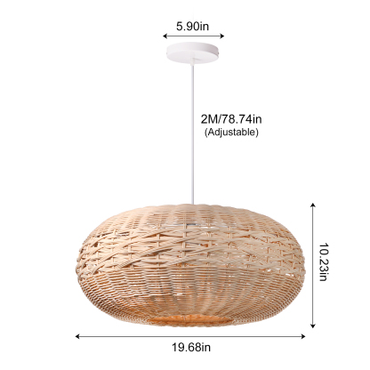 Wabi-sabi style bamboo natural ranttan waved pendant light-labpiecesign