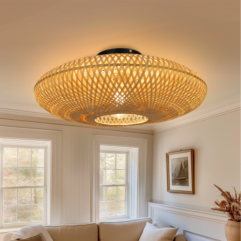 Rattan Boho Pendant Lamp Bamboo Rattan Woven Ceiling light-labpiecesign