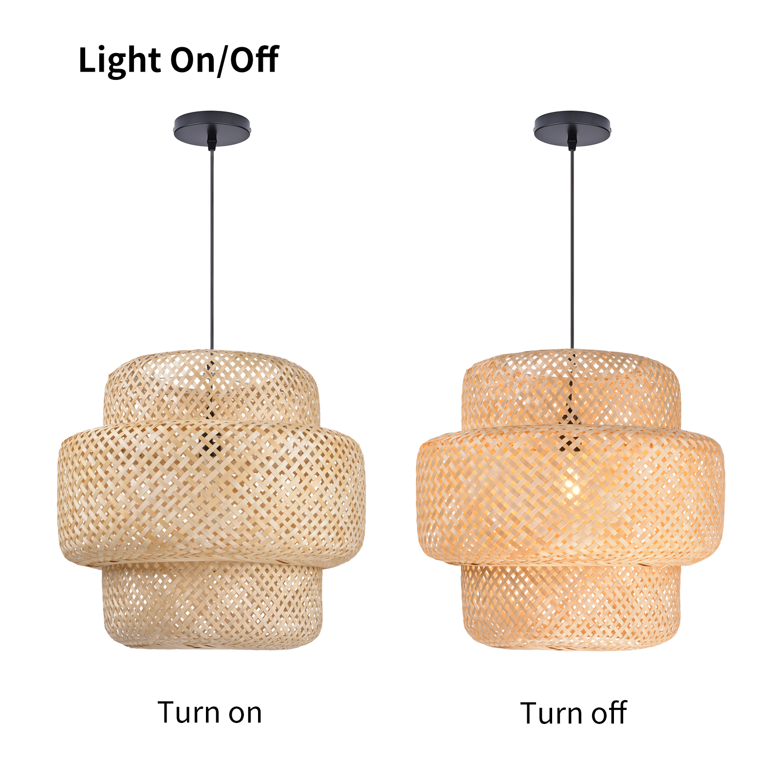 Tiered bamboo pendant light shade vintage diy lighting shade store-labpiecesign