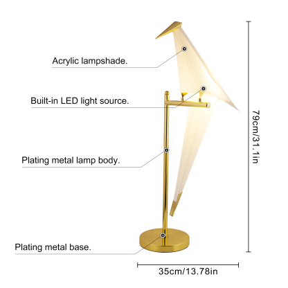 Golden Bird Metal Home Decor Table Lamp Floor Lamp-labpiecesign