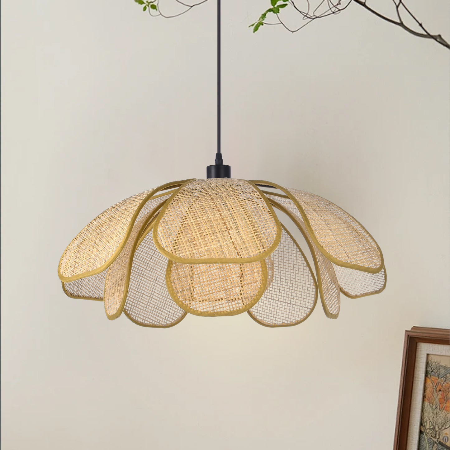 Petal rattan large chandelier-labpiecesign