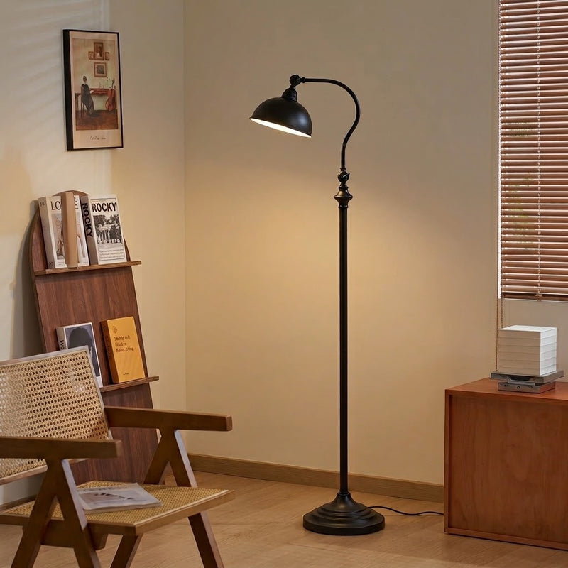 Vintage Adjustable Arc Floor Lamp with Dome Shade for Living Room