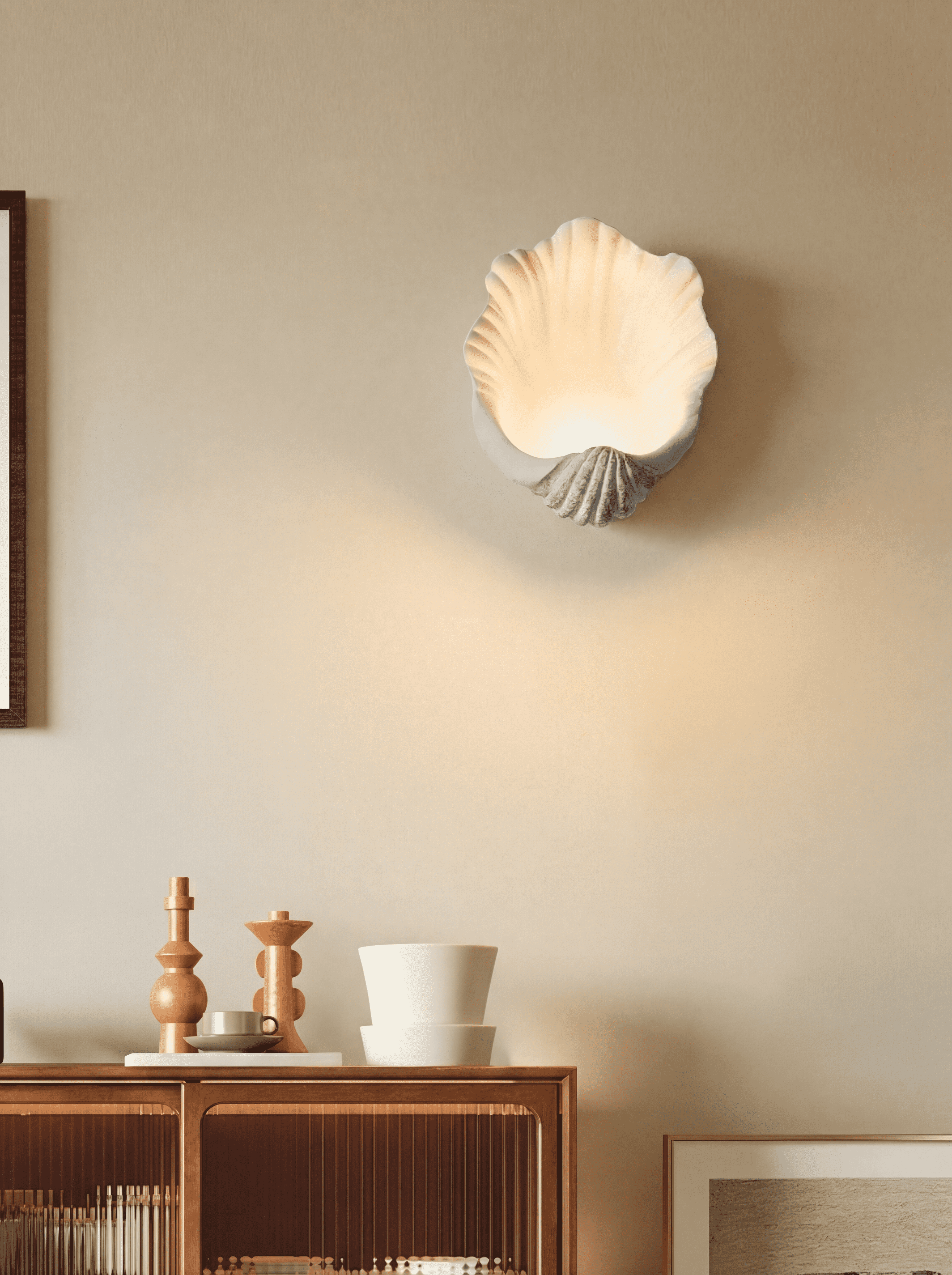 Sculptural Shell Wall Sconce for Bedroom