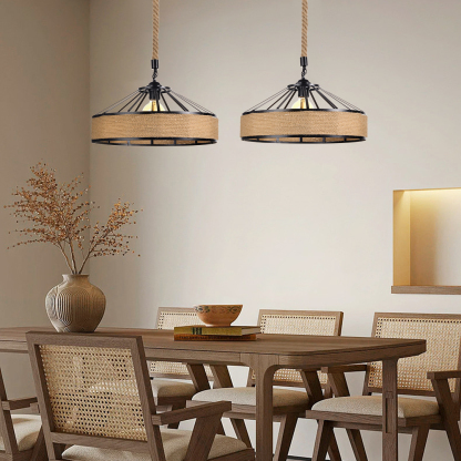 Retro Industrial Style Retro Iron Hemp Rope Pendant Light-labpiecesign