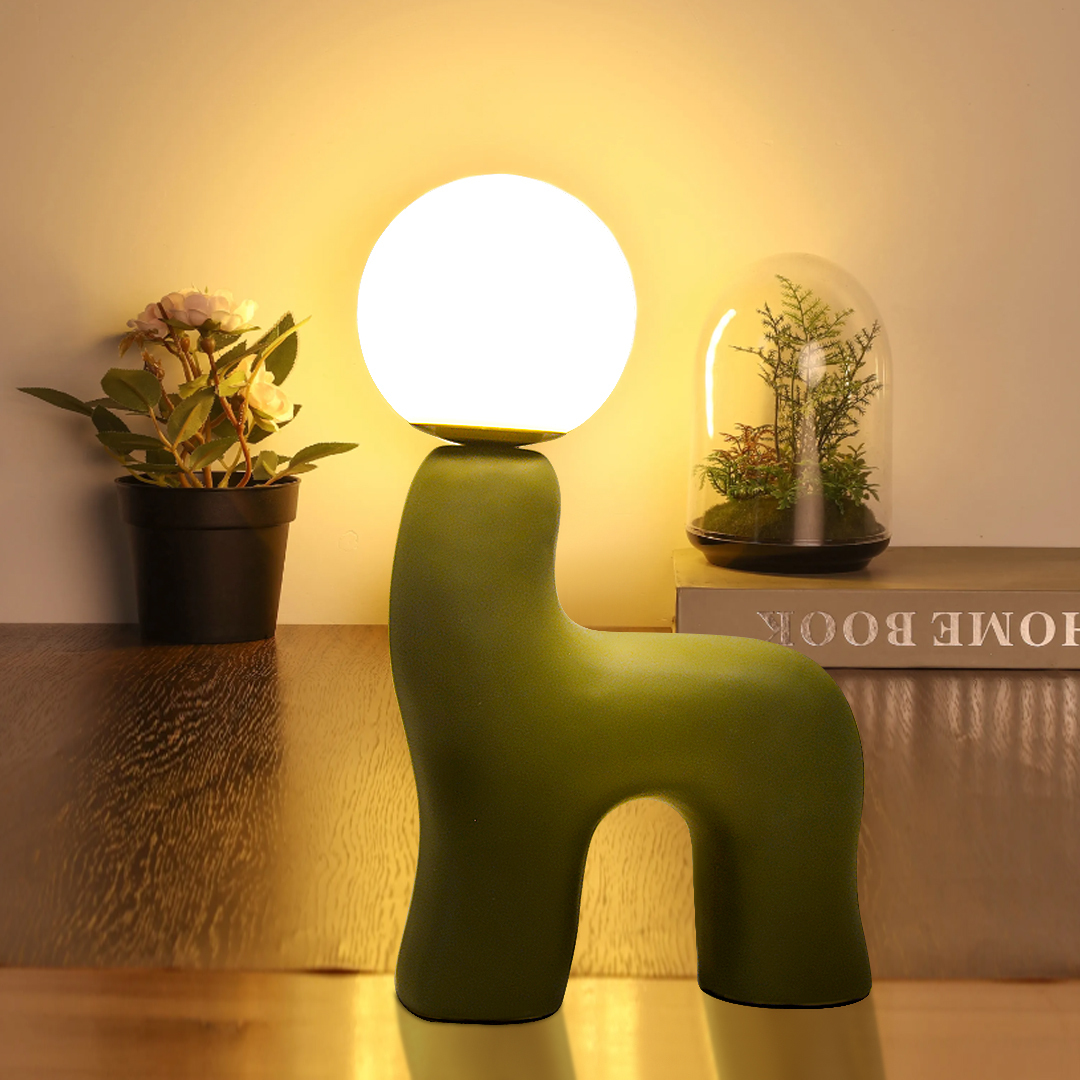 Pony-shaped resin table lamp with three-color dimming-labpiecesign