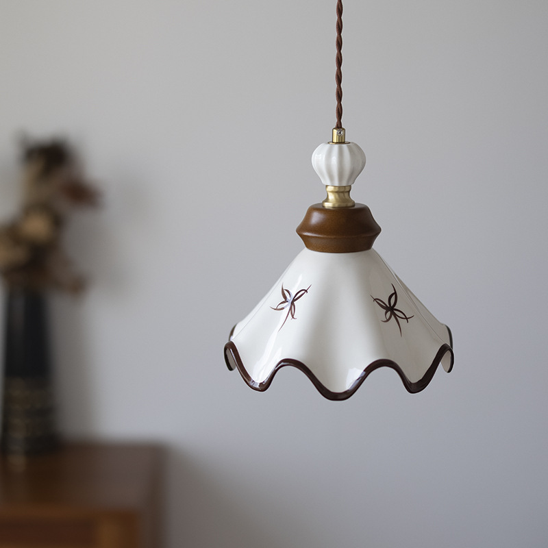 Vintage Hand-painted Ceramic Pendant Lamp