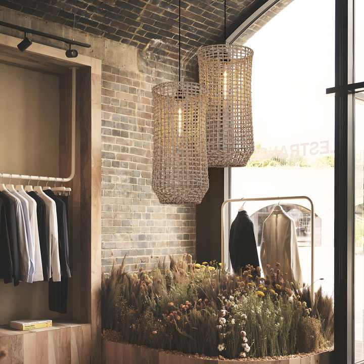 Retro Handmade Rattan Pendant Light for Kitchen Island